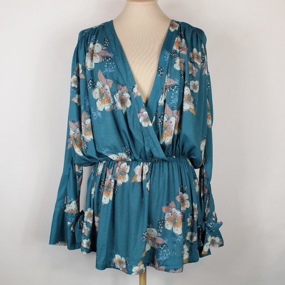 Free People Dresses & Skirts - Free People | Teal floral tunic dress M